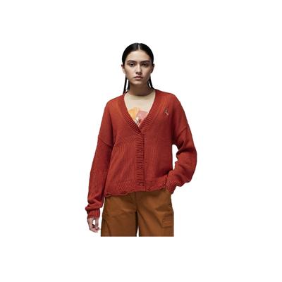 Ano do Dragão Série CNY Outono/Inverno 23 Cardigan Solto com Logo Liso Tops Femininos Vermelho FN5363-615