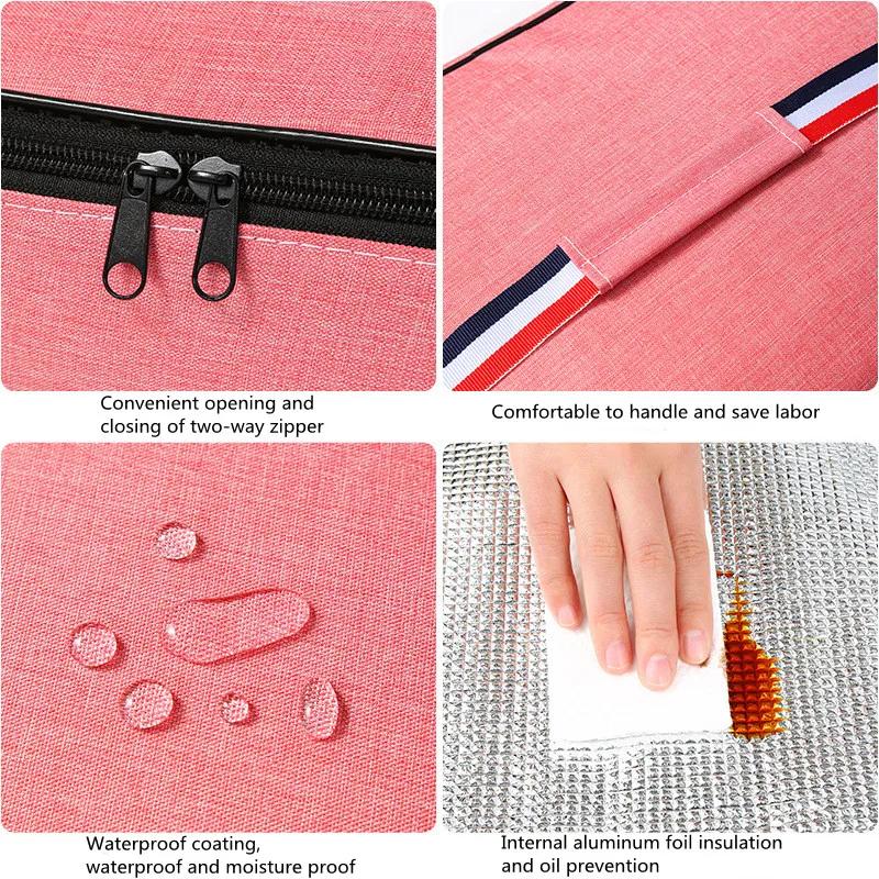 Insulated Lunch Box Oxford Cloth+aluminum Foil Cold Food Cooler Thermal Bag Handbag, Men Women Travel Portable Camping Picnic Ba