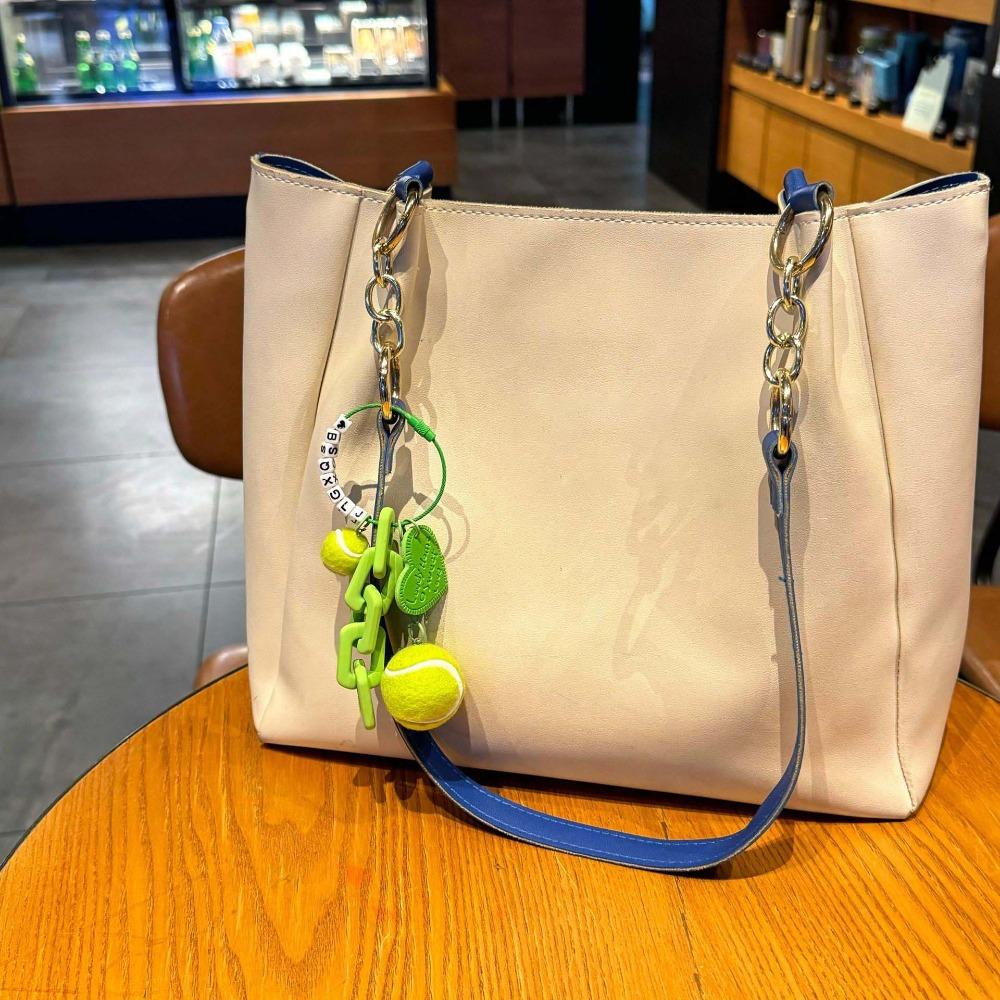 PVC Funny Tennis Ornament Leather Heart Women Bag Charm Fashion Badminton Keychain Friends