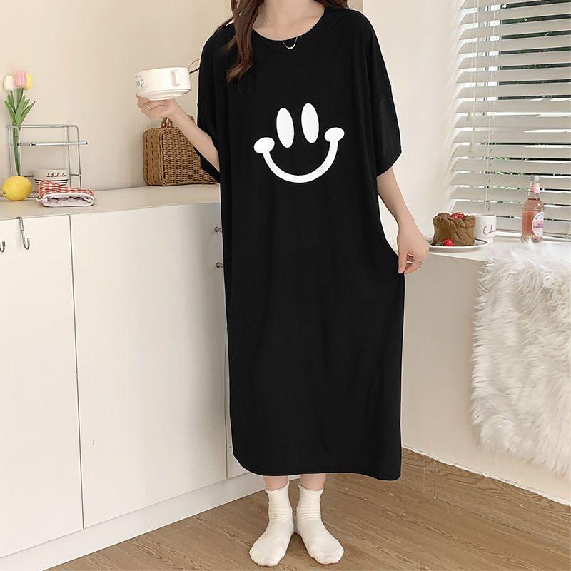 Imitation Cotton Silk Maternity Nightdress for Plus-Size Women, Lightweight Summer Pajamas, Trendy Wear for Expecting Mothers