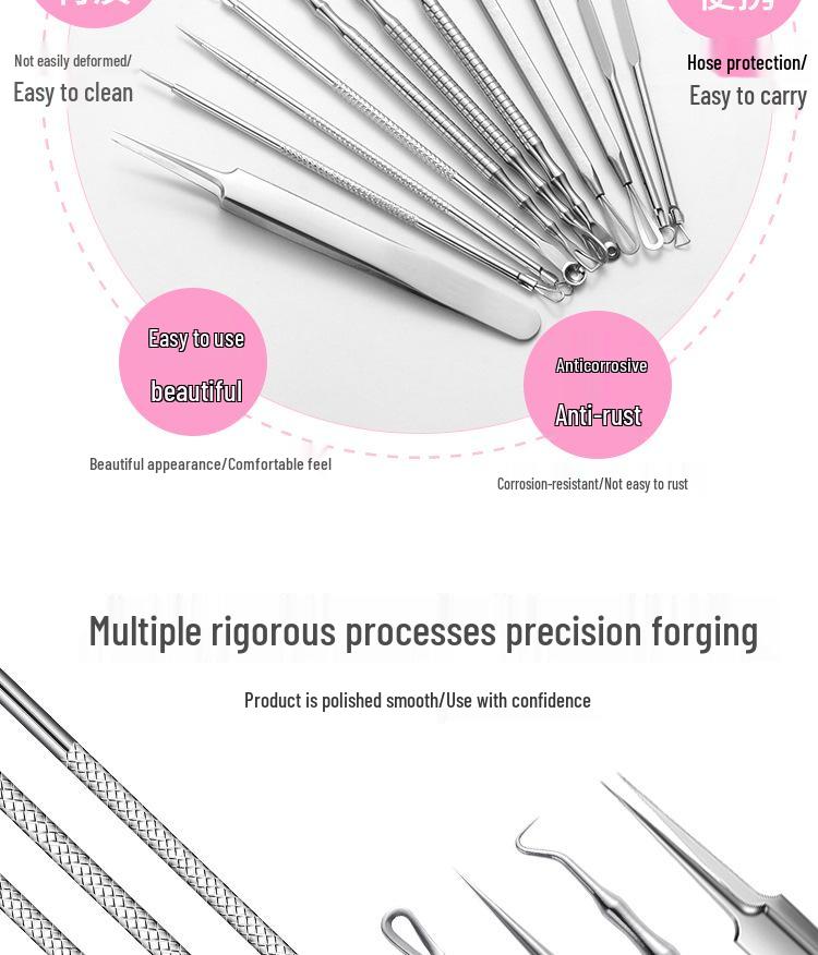 10-Piece Stainless Steel Blackhead and Acne Remover Set