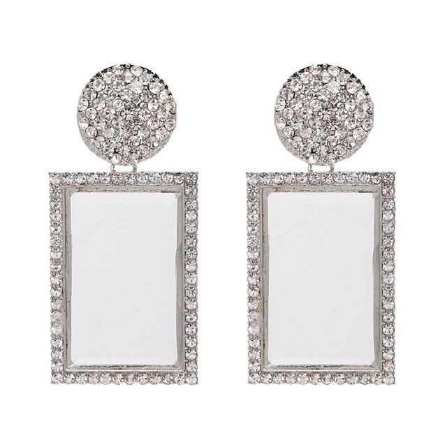 Kristall-Tropfenohrringe für Damen, geometrischer Statement-langer baumelnder Ohrring, großer Ohrring für Damen