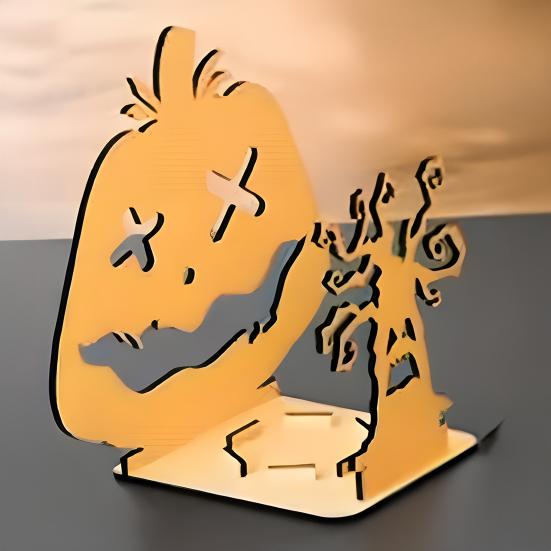 Halloween Shadow Candle Holder Funny Shadow Skeleton Pumpkin Cat Silhouette Candlestick with Witch Holiday Table