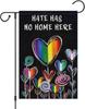 Hate Has No Home Here Pride Garden Ag 12x18 Double Sided Burlap, Small Rainbow Love Heart Gay Lesbian LGBT Pansexual Garden Ya