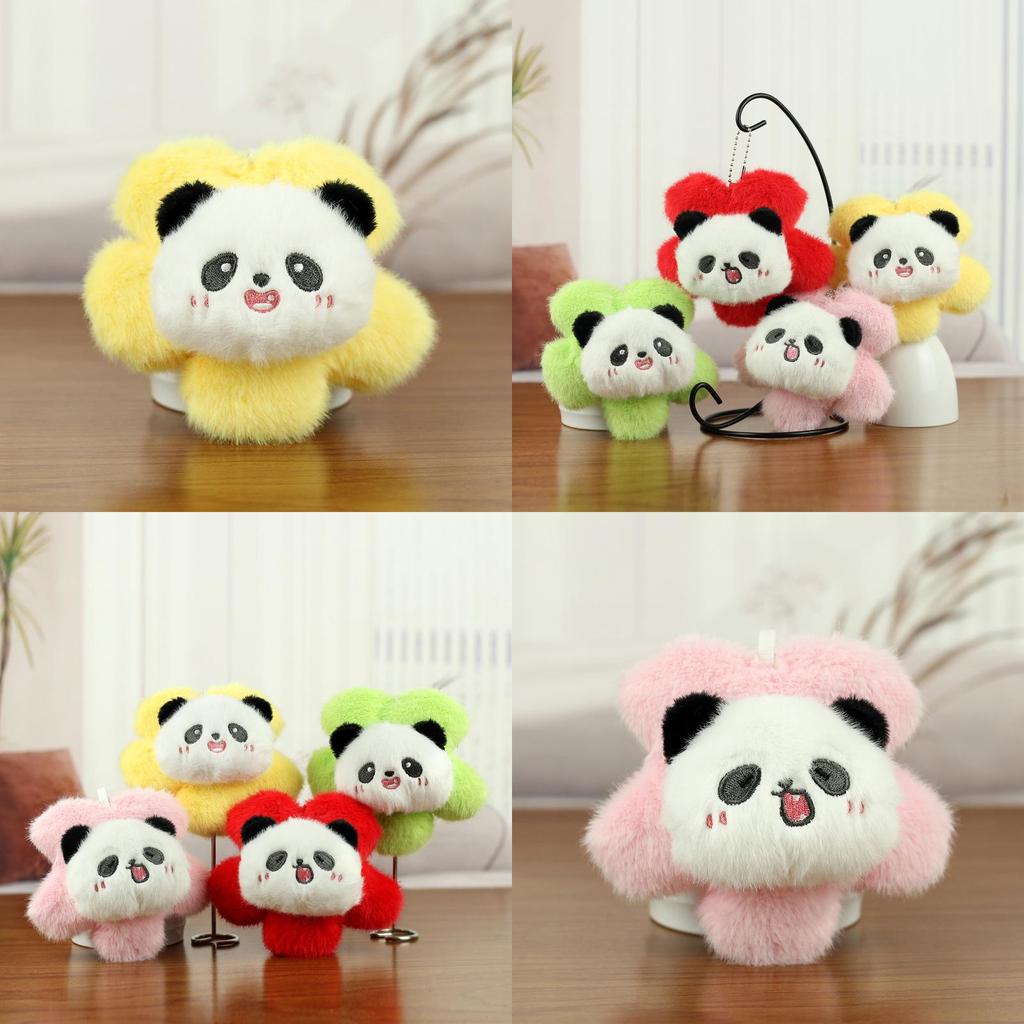 Soft And Cuddly Panda Plush Toy With Lovely Floral Features Perfect For Keychains