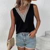 2023 Summer Contrast Stitching Women Tank Tops O Neck Sleeveless Shirt Women's Top Elegant Clothes Summer Loose Women's Vest