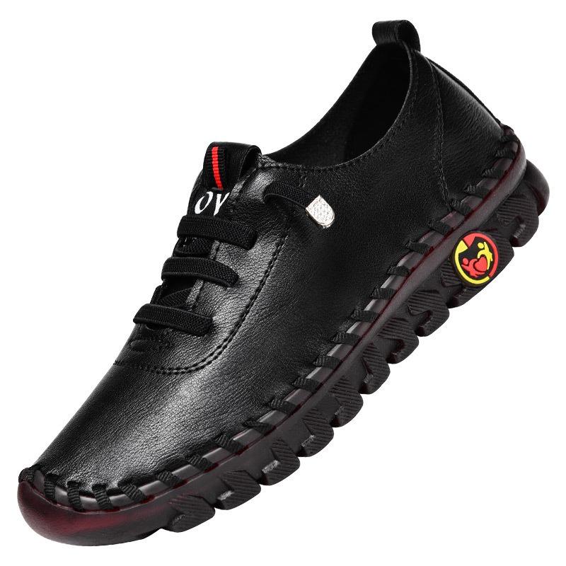 Hand-stitched women's shoes beef tendon soft-soled mother shoes autumn and winter flat-soled single shoes casual shoes