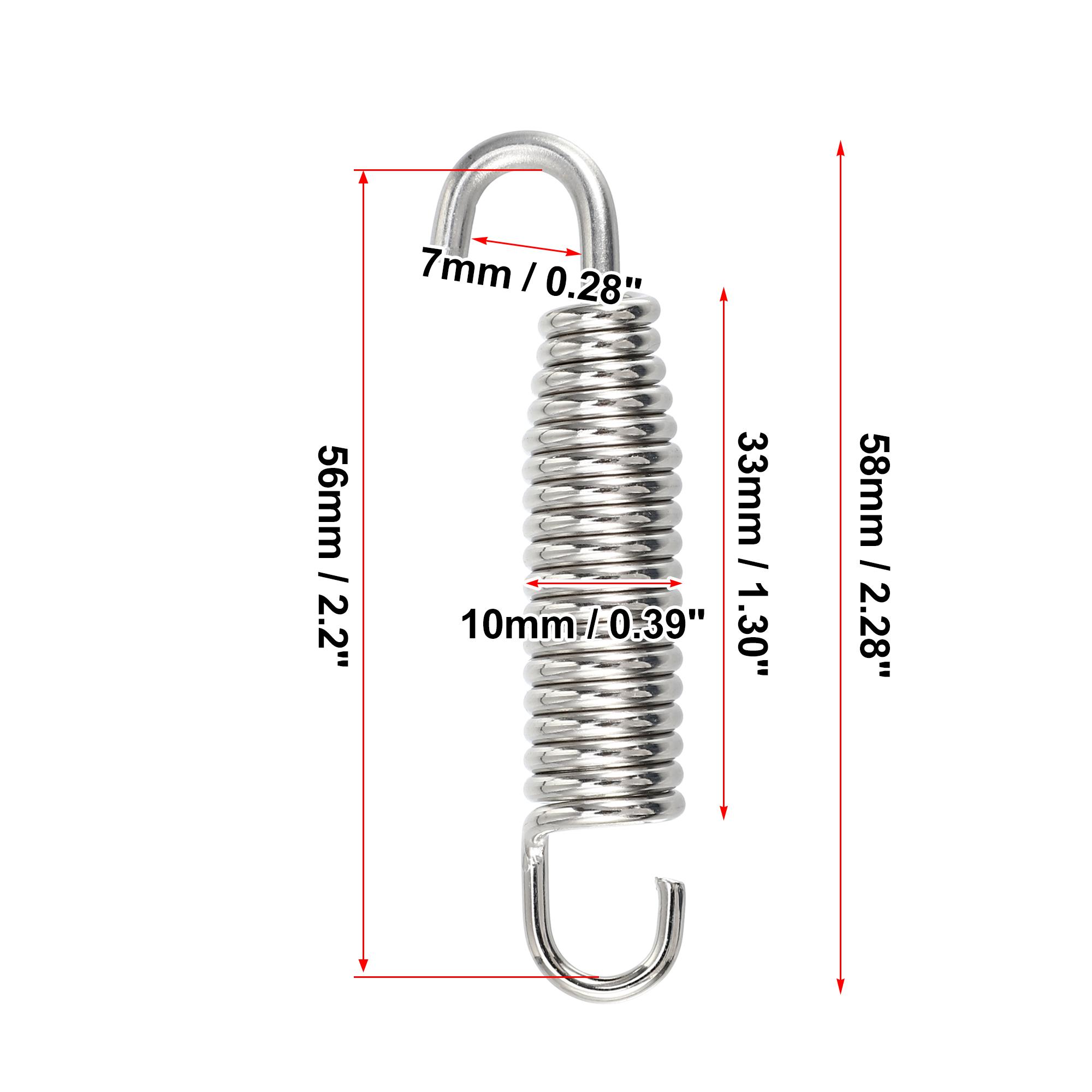 Motoforti 2Pcs 4Pcs 6Pcs 43mm 58mm Muffler Exhaust Pipe Spring for Motorcycle Universal Stainless Steel Silver Tone