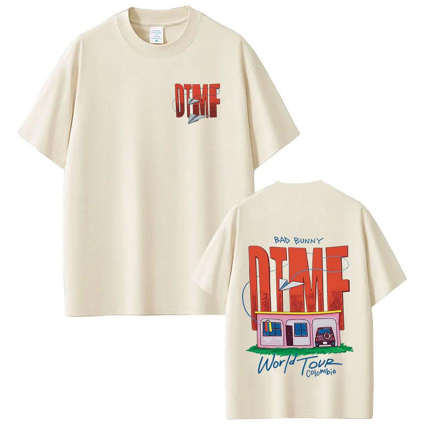 Men Tee Women T Shirt Boys Girls  Top Adults Children Parent Child Cotton Kid  Tshirts Rapper Bad Bunny World Tour Fashion Tee 100