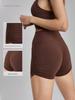 Bare-Feel High-Waisted Yoga Shorts: Butt-Lifting, Peach Drawstring, Three-Quarter Fitness Pants for Women.