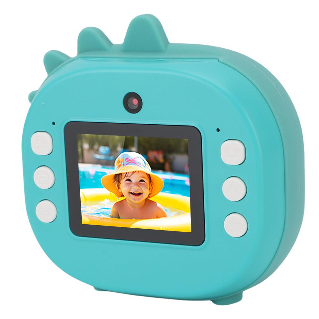 Instant Print Camera Cute Dinosaur Shape 48MP 2.0 Inch Screen Thermal Print Camera with Print Paper