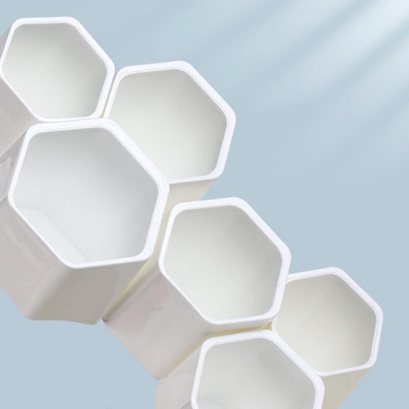 Oblique Pen Storage Holder Desk Pencil Holder Cup 6 Compartments Makeup Brush Organizer Holder for Bedroom Office