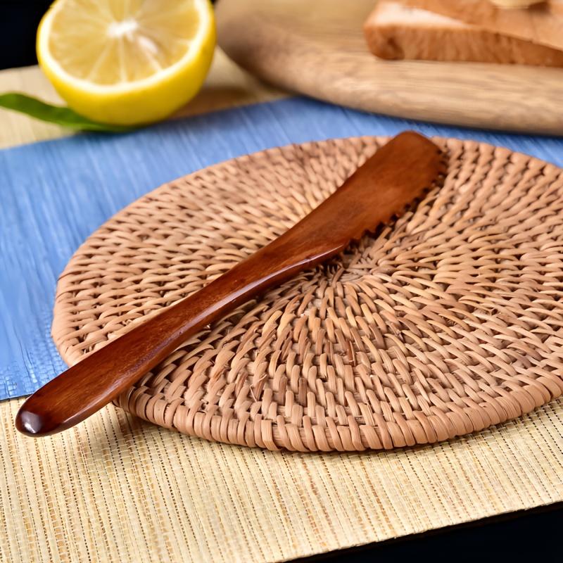1pc Premium Wooden Butter Knife with Serrated Edge - Ideal for Spreading Cheese & Jam,Kitchen Essential for Home Cooks & Chefs, Butter Spreading Tool