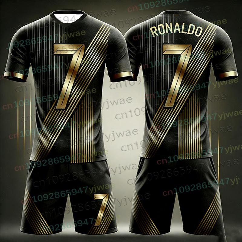 Special Edition Ronaldo No.7 Football Jersey Tee Shorts Set Sportwear Harajuku Summer Casual Kid Tshirt or 2 Piece Set