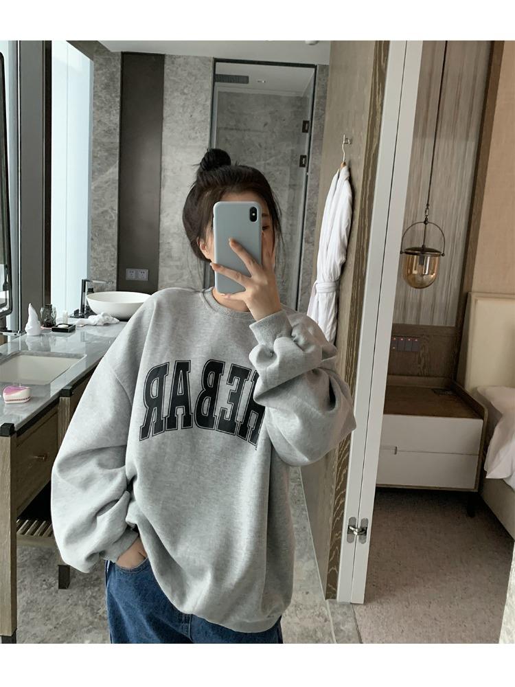 

Женский мягкий свободный повседневный свитер, осенне-зимняя куртка, древний круглый вырез, длинный рукав, базовая футболка, топы, модный ретро-универсальный свитшот XXL