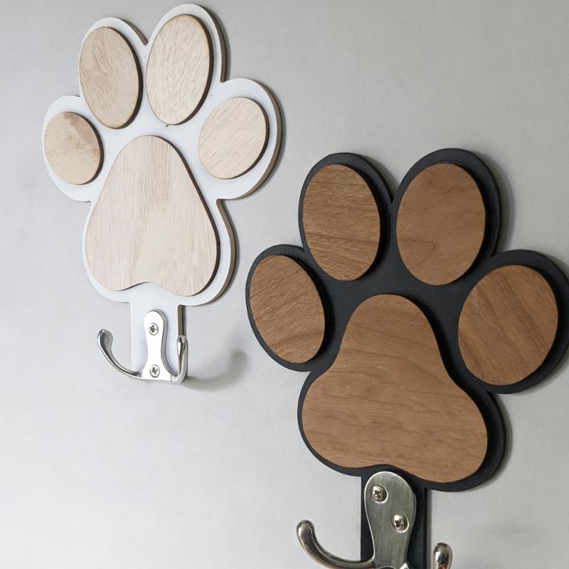 Wooden Claw Print Wall Hook Set Polished Wooden Hanger For Towels Keys Coat Bathroom Bedroom Decoration