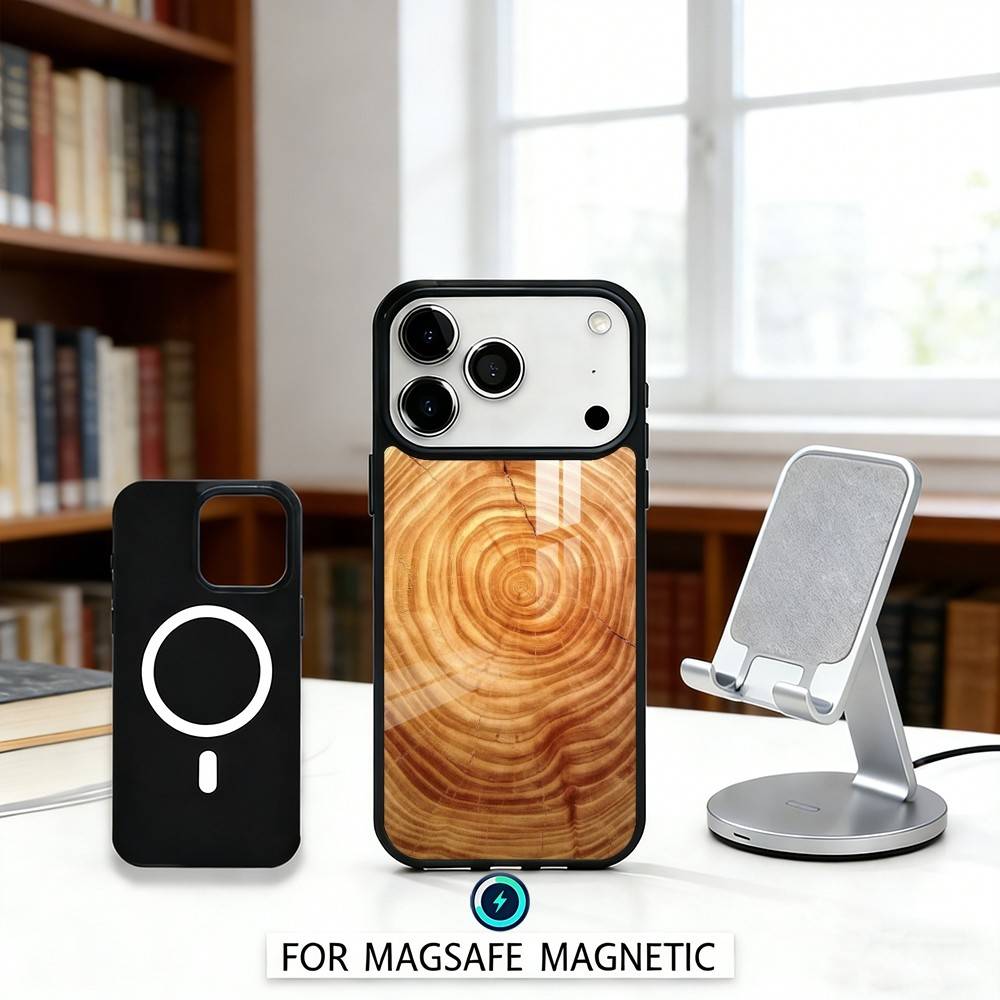 

N-Natural W-Wood G-Grain Art Phone Case Magnetic For iPhone17 16 15 14 13 12 Pro Max For Magsafe Wireless Charging Cover iPhone13PRO