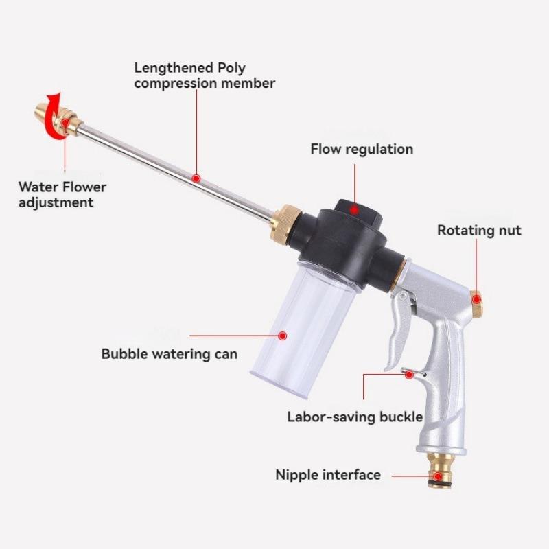 High Pressure Car Wash Foam Pot, Adjustable Metal Lance, Garden Irrigation and Watering Hose Sprinkler