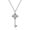 S925 Sterling Silver Key Pendant Necklace with Moissanite: Elegant, Simple, Trendy Everyday Jewelry for Women