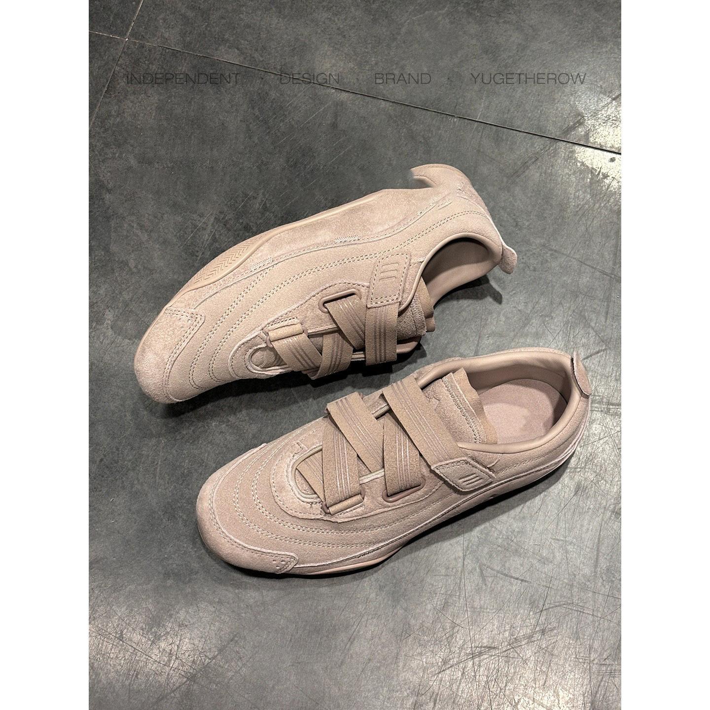 

Full fleece leather new retro style Velcro ballet shoes women s versatile casual sports shoes 40