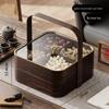 Retro Chinese-Style Wood-Inspired Dry Fruit Storage Box with Lid for Living Room Coffee Table