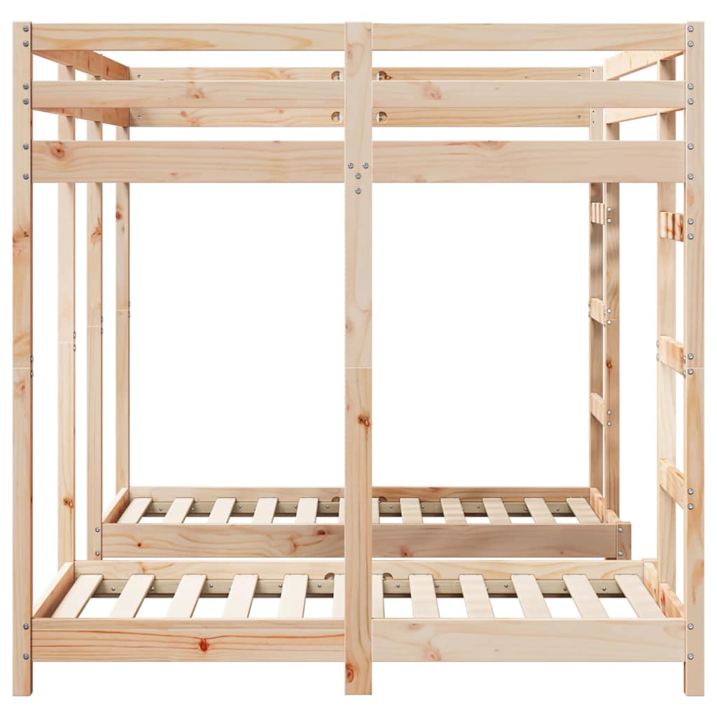 Triple Deck Bunk Bed Frame Brown 140 x 200 cm