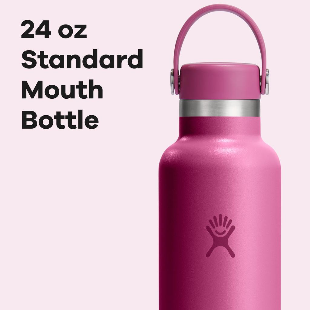 Standard Mouth Stainless Steel Water Bottle, 24oz (709ml), Leaf Design, Insulated (Official Japanese Product)