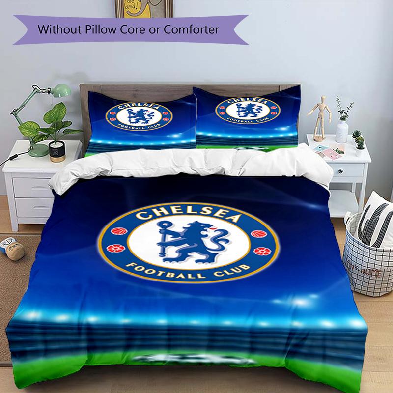 3pcs Football Team (35) Design Cover Set - HD Printed Bedding with 1 Cover and 2 Pillowcases - Perfect for Home and Dorm Decor
