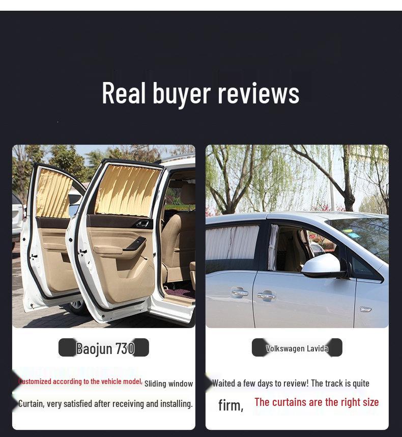 Cloud Realm Dual-Track Vehicle Sunshade Curtains for Privacy & Heat Insulation