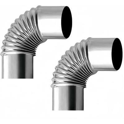2PCS 2.36 Inch 90 Degree Stainless Steel Chimney Elbow for Outdoor Wood Stove, Camping Stove Accessories
