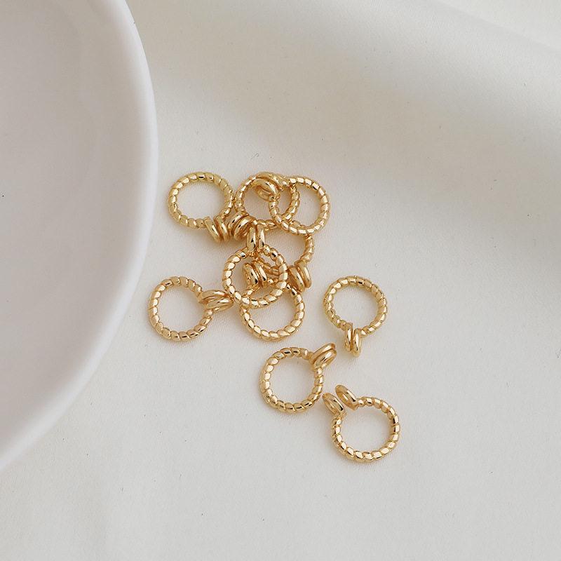 14K Gold plattierter gravierter Doppelkreis-Anhänger & Verbinder für DIY Schmuck