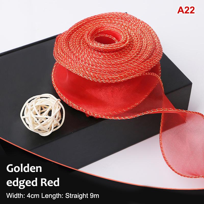 10Yards Organza Solid Color Ribbon 4Cm Wavy Edge Ribbon For For Flower Bouquet Gifts Packaging Party Decorations Diy