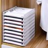 Plastic File Layered Partition Shelf Stackable Toy Snacks Container Clothes Storage Rack  Office