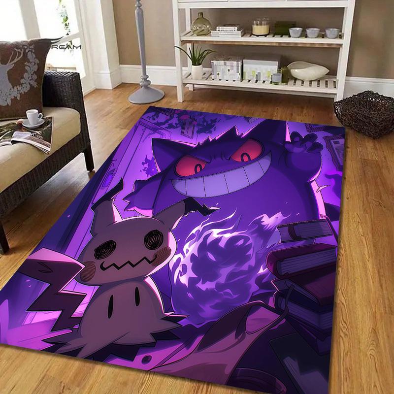 Gengar Flannel Pattern Square Carpet,Area Rug,Carpet Rug for Living Room Bedroom Sofa Playroom Decor,Non-slip Floor Mat