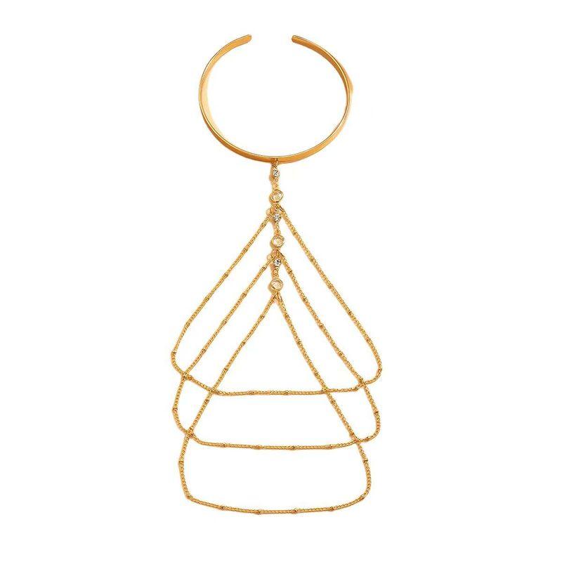 

Fashion Retro Tassel Multi-Layer Rhinestone Arm Open-Ended Bracelet Fashion Minority Design Armband Bracelet Accessory Ornament Gold(One)