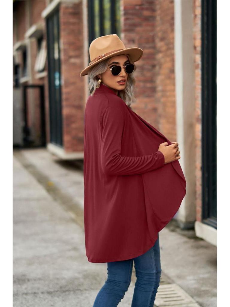 2025 European & American Autumn/Winter Women's Long-Sleeve Solid Color Loose Cardigan