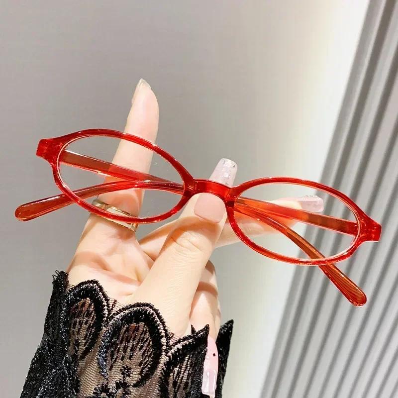 

Women Vintage Small Oval Glasses Style Eyeglasses Outdoor Fashion Anti Blue Light Glasses Computer Protection Eyewear