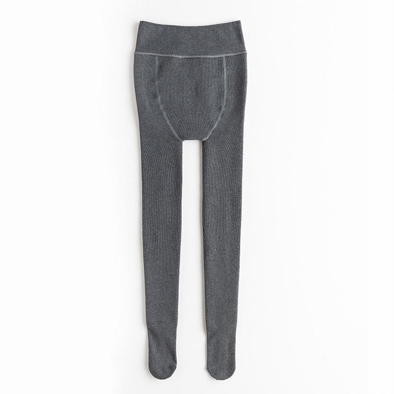 Plus Size Coffee Color Imitation Cashmere Base Layer Stockings with Velvet Cotton Stripe Tights (Up to 200 Jin).