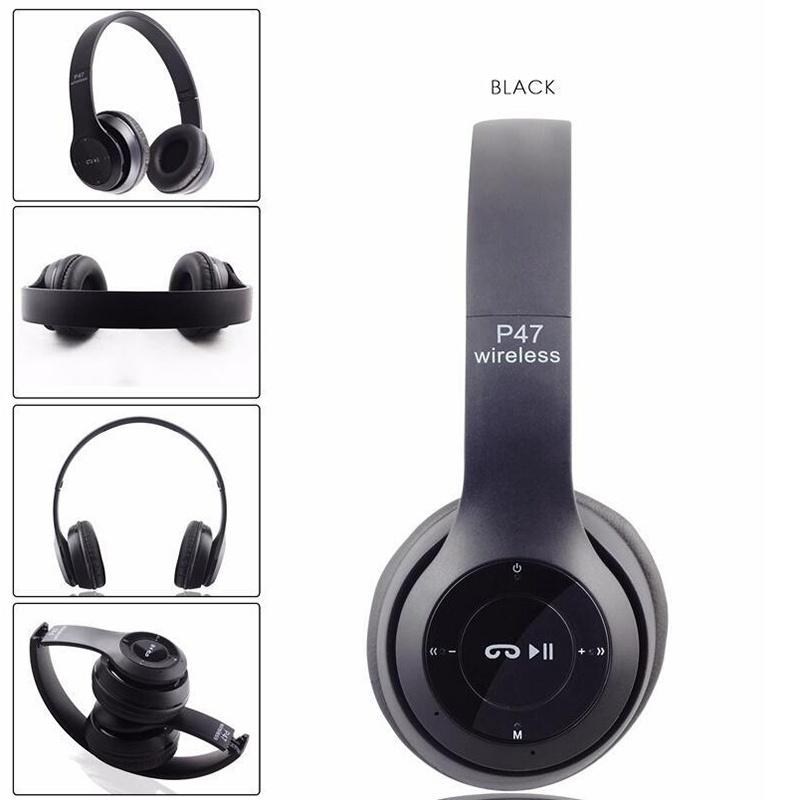 P47 Headband Foldable Stereo Bluetooth Headphones Wireless Headset Noise Cancelling Casque Audio Hand