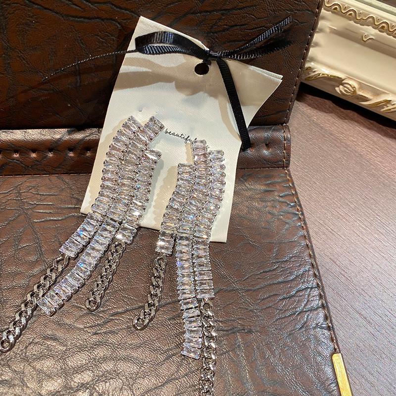 Geometric Silver Zirconia Drop Earrings For Women Fashion Jewelry