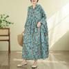 DIMANAF New Summer 2026 Women Plus Size Long Dress Cotton Hooded Loose Oversize Casual Lady Vintage Print Beach Sundress