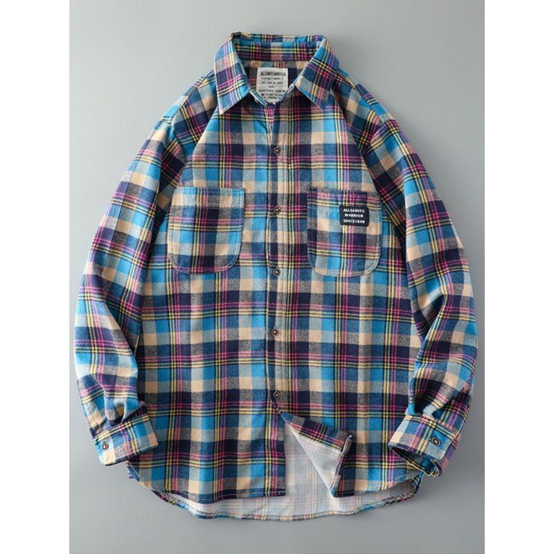 Brushed Long Sleeve Casual Export Parka Plaid Shirt