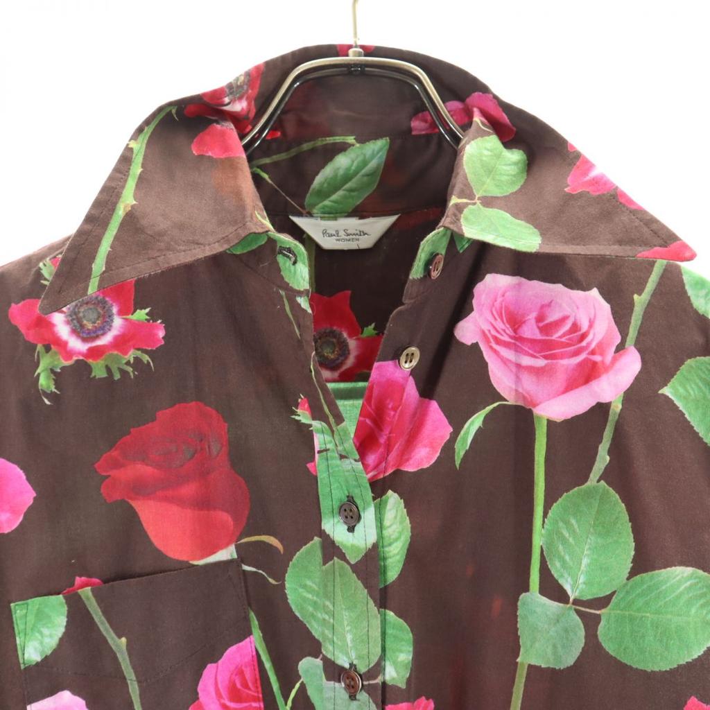 Paul Smith Floral Long Sleeve Shirt 42 Brown Women Used