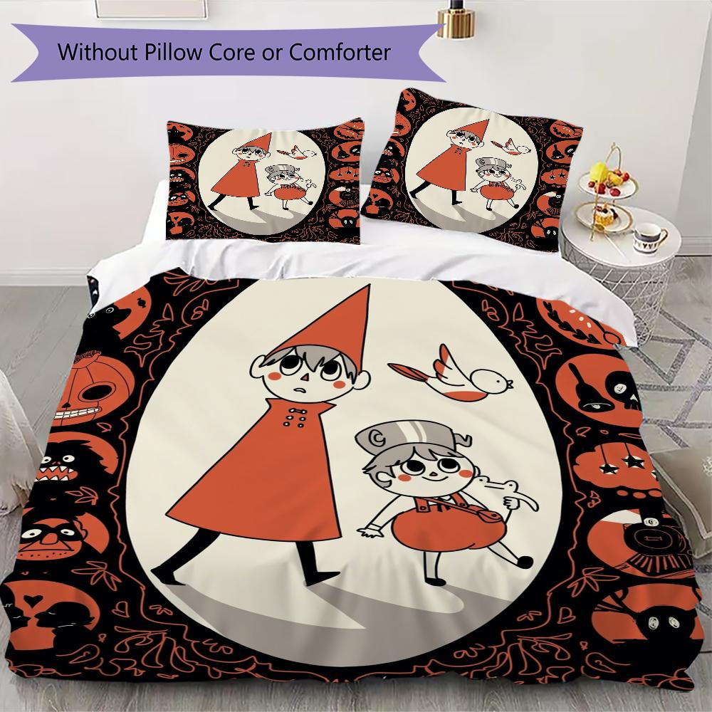Over the Garden Wall Muster Bettwäsche, Steppbett Set Bettbezug Kissenbezug Haus Geburtstag Geschenk(1 Bettbezug + 2 Kissenbezüge, ohne Füllung)_lx