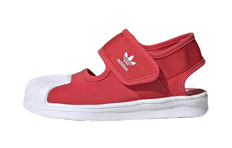 Adidas Originals SUPERSTAR Comfortable Low top Children s Sandals Red White Kids FV7587 30.5