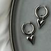 Punk Silver Color Peach Heart Pendant Earrings for Women Simple Fashion Geometric Circular Ear Buckle New Trendy Jewelry Gift