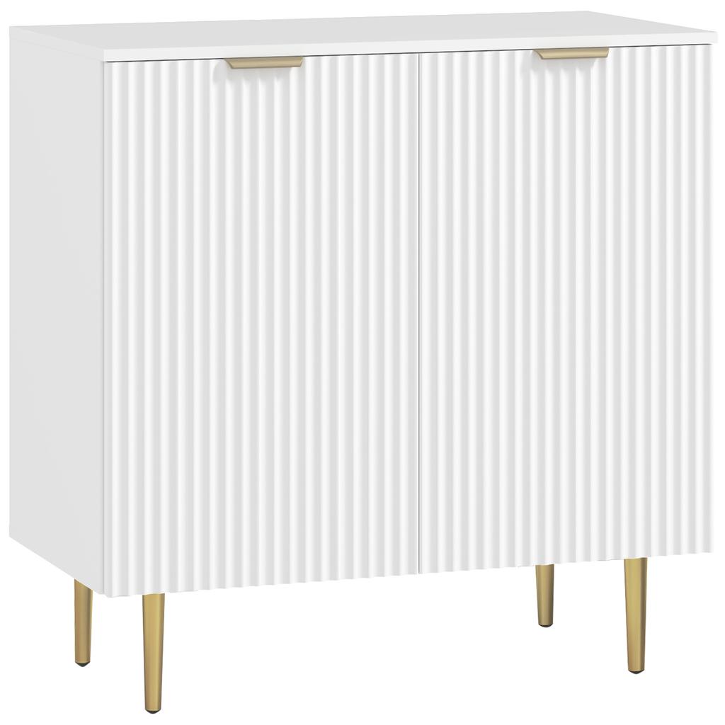 Kitchen Buffet Storage Unit, 2 Doors, Adjustable Shelf, Raised Metal Legs, 80 x 40 x 80 cm, White
