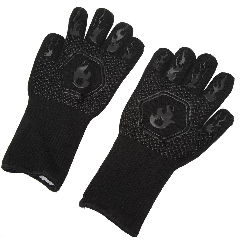 BBQ Gloves Fireproof 800 Celsius  Heat Resistant Double Sided Silicone Large Grill Gloves for Oven Barbecue Cooking