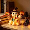 Tiered Tray Halloween Decoration Lighted Vintage Patchwork Ghost, Decor for Home Display, Vintage-inspired Ghost Figurine Rustic Fall with Soft