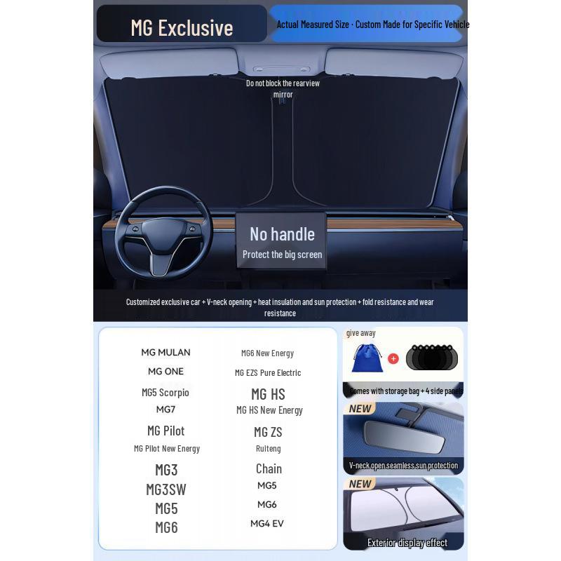 Car Sun Visor Sunshade for Small Windows - Heat Insulation Curtain for Interior Windshield